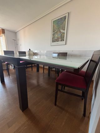 Mesa cristal madera extensible
