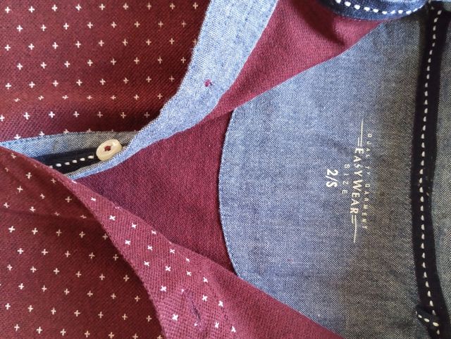 Polo manga larga hombre - Rojo con lunares blancos