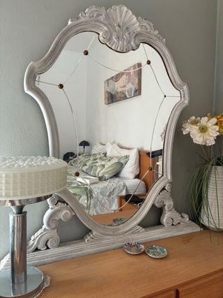 Espejo vintage madera blanco-gris