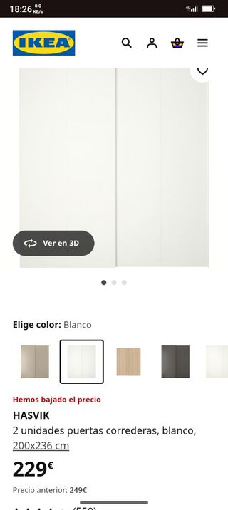 Armario PAX blanco 2 puertas correderas