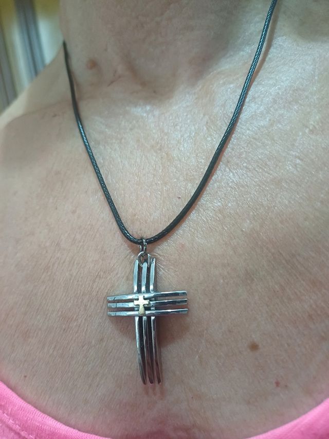 Collana croce acciaio stilizzata