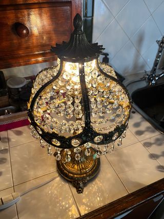 Lampara mesilla bronce cristal