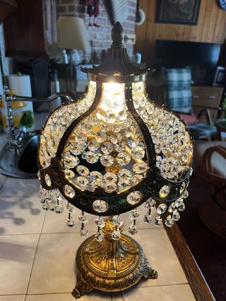 Lampara mesilla bronce cristal