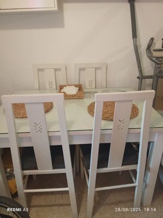 Mesa Comedor 4 Sillas Blancas