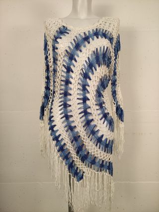 Copricostume donna blu bianco