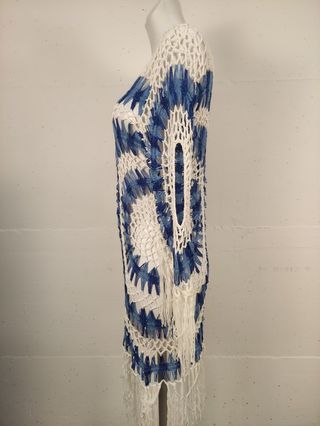 Copricostume donna blu bianco