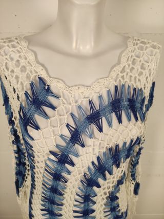 Copricostume donna blu bianco