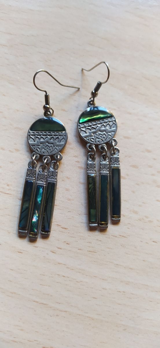 Pendientes largos plata - verdes