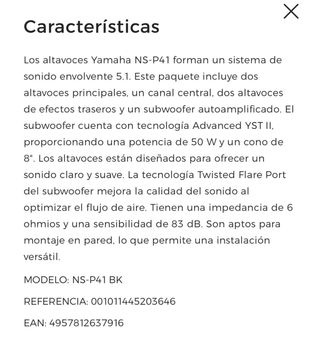 Yamaha NS-P41 - Sistema de sonido 5.1