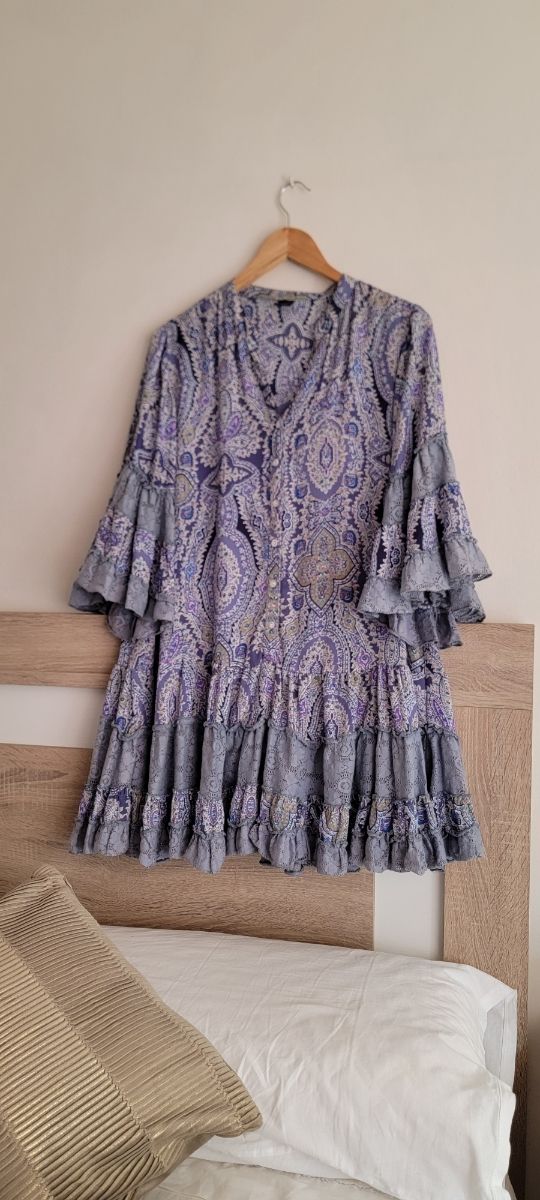 Vestido boho chic - morado y gris