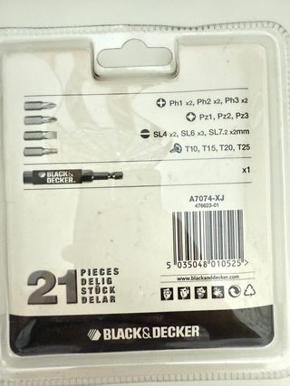 Juego puntas Black & Decker (21 piezas)