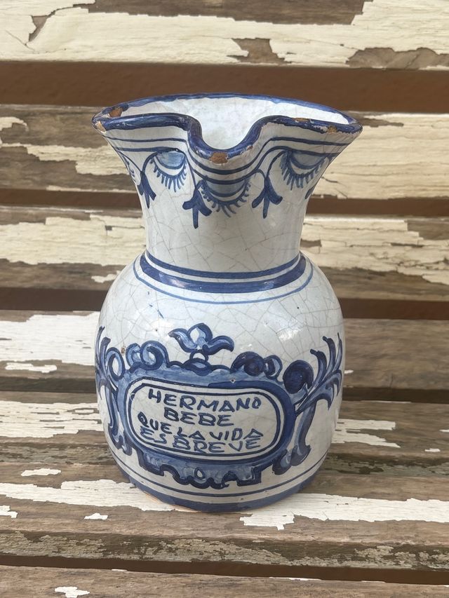 Talavera Jarra cerámica azul y blanca