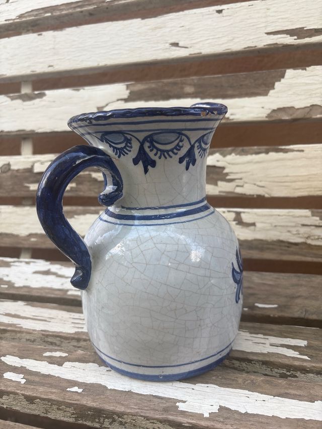 Talavera Jarra cerámica azul y blanca