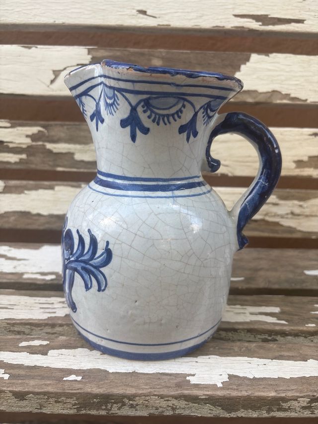 Talavera Jarra cerámica azul y blanca