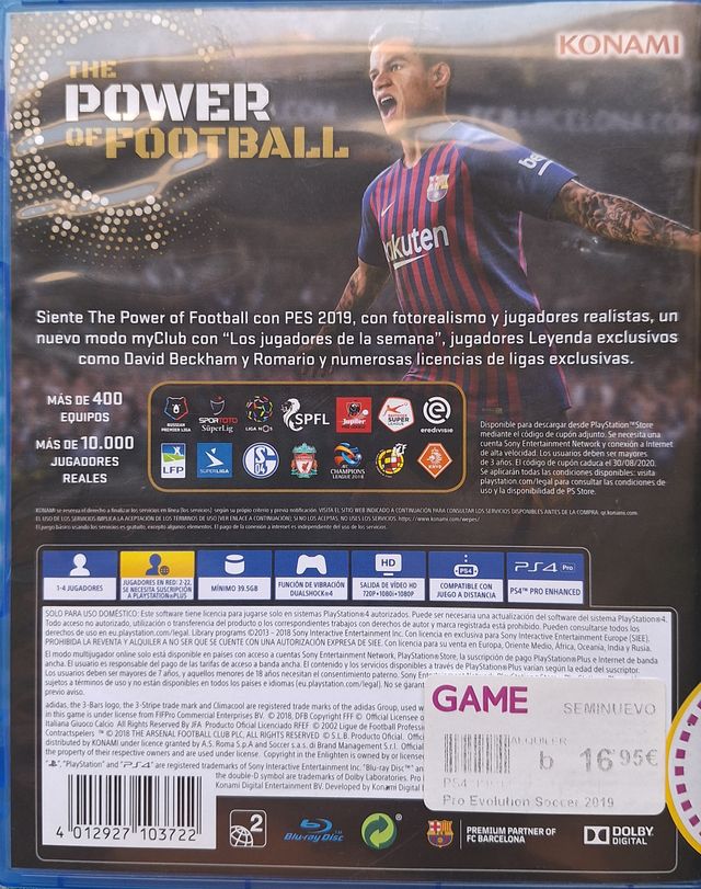 PES2019 PS4 (PlayStation 4) - Konami