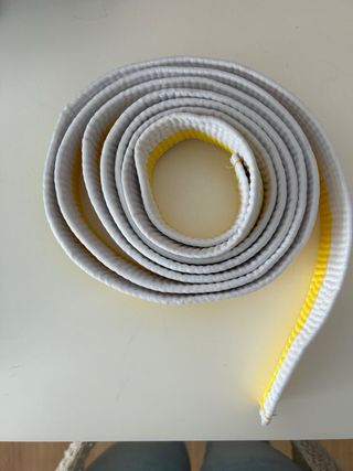 Cinturón Taekwondo blanco-amarillo 285cm