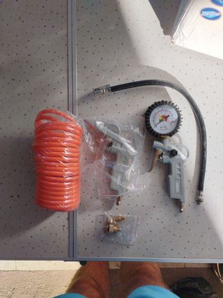 Kit compresor aire: manómetro, manguera y pistola