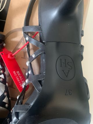 Slingback ASH neri, vera pelle traforata n. 37