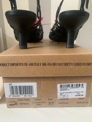 Slingback ASH neri, vera pelle traforata n. 37