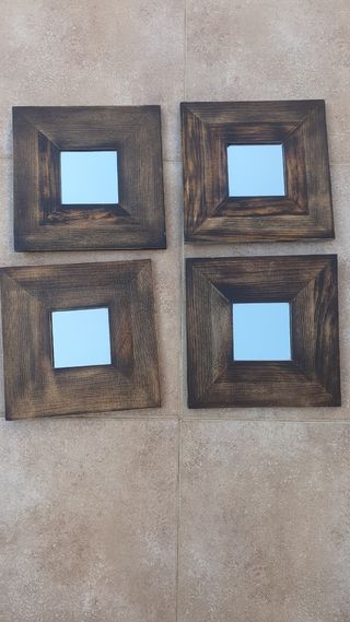 4 Espejos Madera - Decoración
