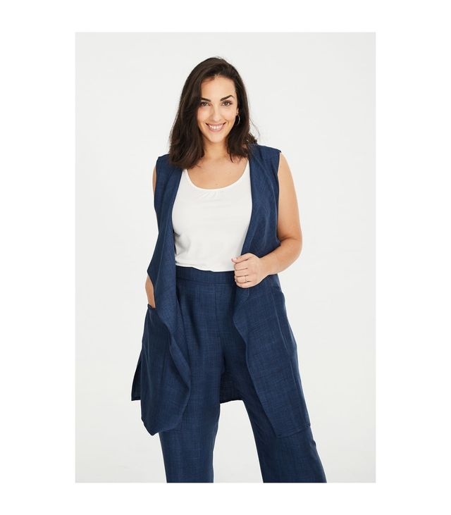 Chaleco largo azul Spg Woman talla 54-56