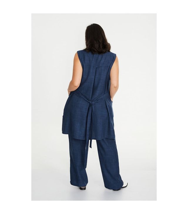 Chaleco largo azul Spg Woman talla 54-56