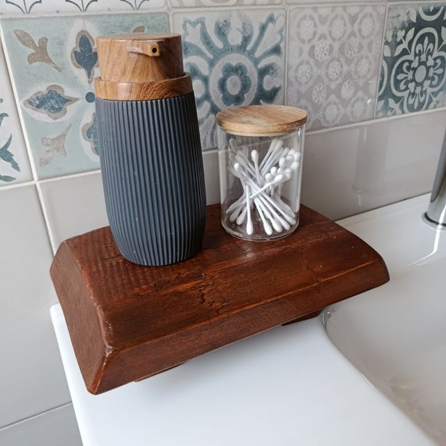 Vassoio bagno in legno - portaoggetti