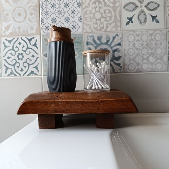 Vassoio bagno in legno - portaoggetti