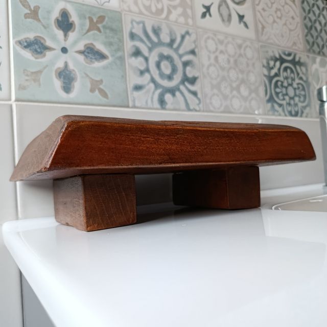 Vassoio bagno in legno - portaoggetti