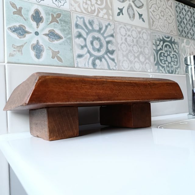 Vassoio bagno in legno - portaoggetti