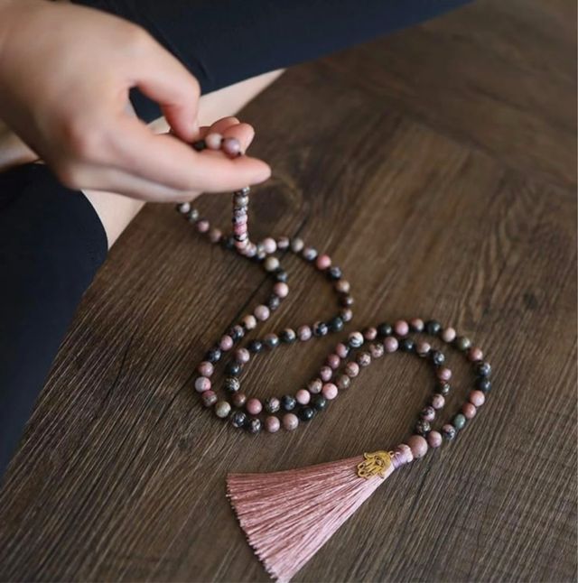 Collar Mala de piedras-Rosa
