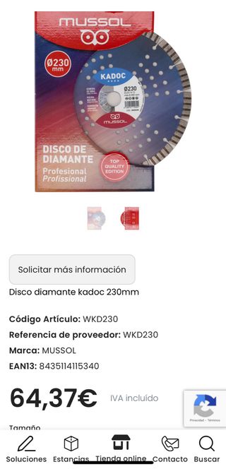 Disco diamante Mussol Kadoc Ø230mm #nuevo #radial