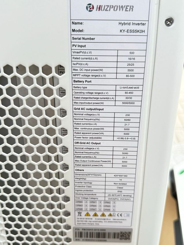 Inversor híbrido Huzpower KY-ESS5KOH