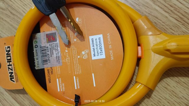 Candado Anzhiong - Cable Lock Amarillo