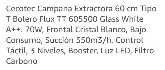 Campana extractora Cecotec 60cm A+++