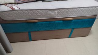 Cama nido infantil beige y turquesa