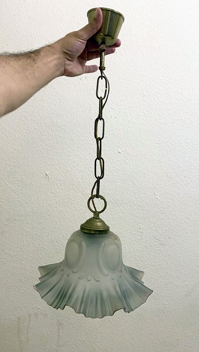 Lámpara antigua metal y cristal