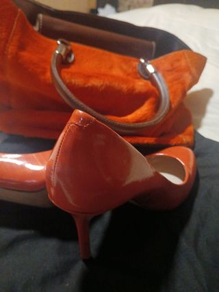 Bolso & zapatos naranja, talla 36