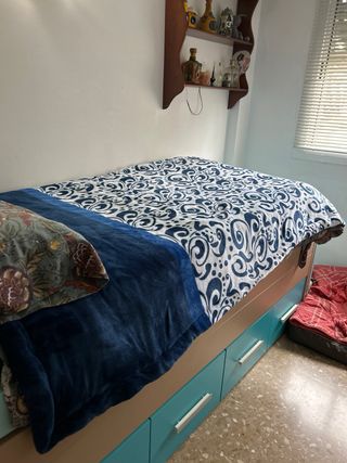 Cama nido 90cm + 4 cajones - beige/teal