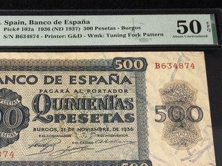 Billete 500 Pesetas España 1936