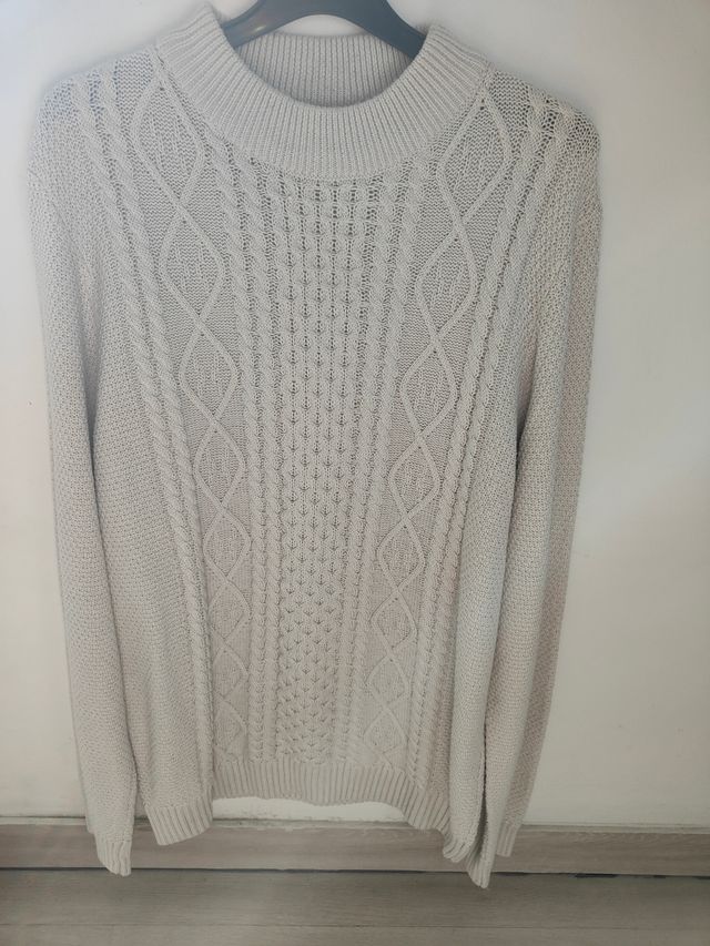 Jersey punto cable beige - Talla L