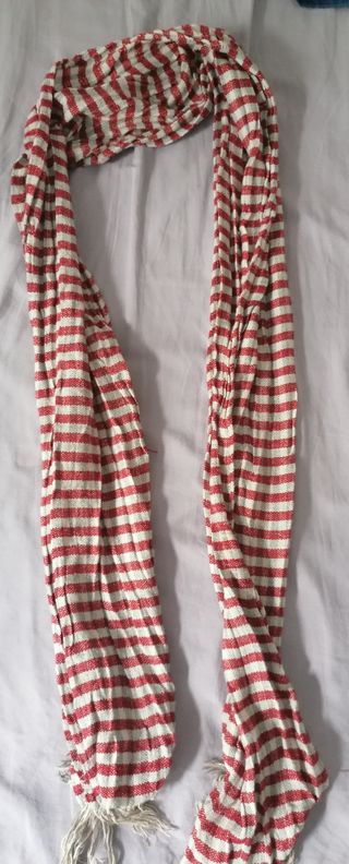 Palestino, pañuelo tejido rojo y blanco, 2 metros
