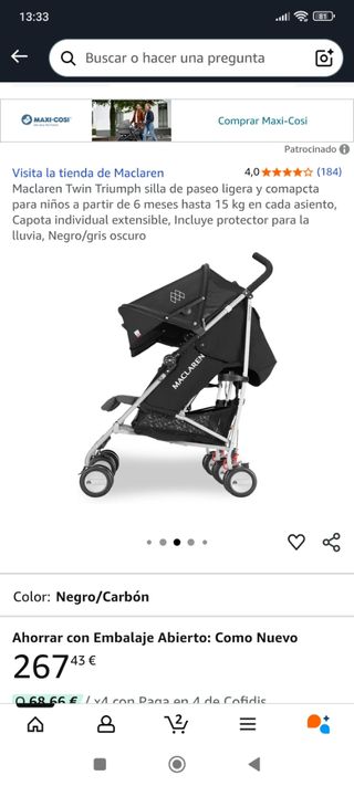 Carrito gemelar ligero