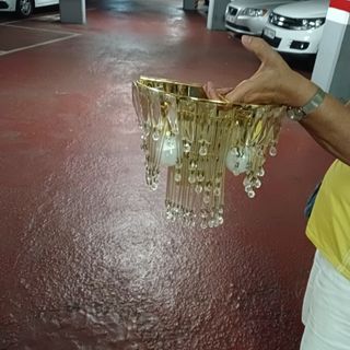 Lampara cristal antigua dorada