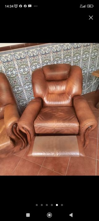 Sofá 3 plazas + 2 sillones relax piel
