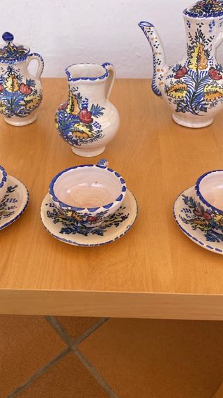 Juego café antiguo pintado a mano