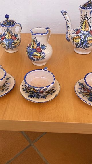 Juego café antiguo pintado a mano