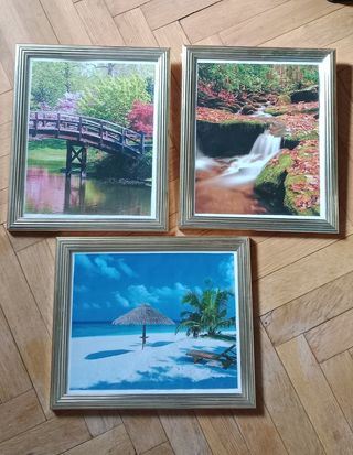 3 Quadri paesaggistici - Cornici dorate