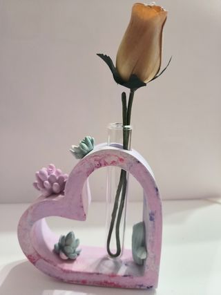 Vaso cuore ceramica rosa lilla
