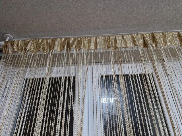 Cortinas hilo beige/doradas